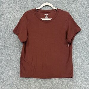Bombas Tshirt Womens Large Dark Cocoa Pima Cotton Slub Crew Neck Short Sleeve